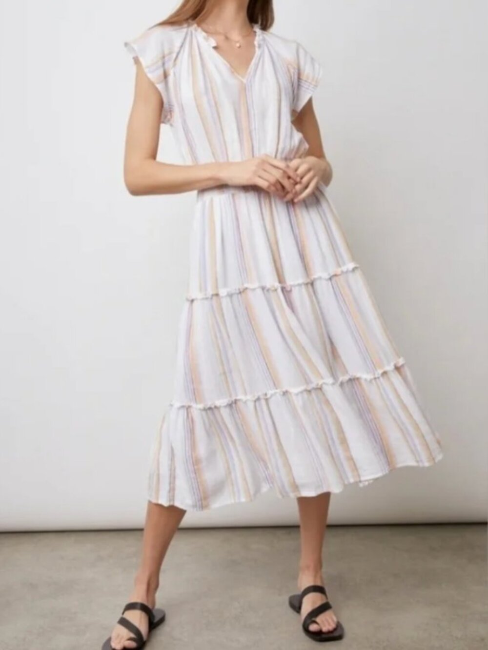 Rails Amelia Dress Merida Stripe Ruffle Sleeve - Women's size small